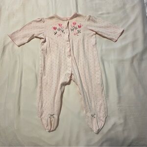 Little Me Pink Floral Footies 9M